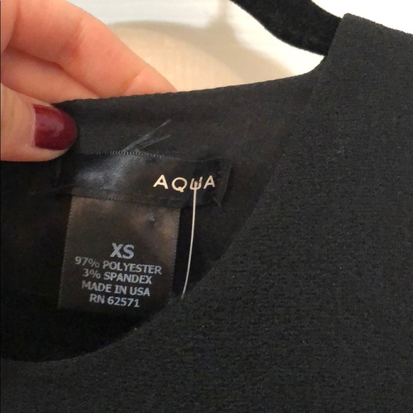 AQUA crop top tank with scoop neck and lace bottom - Picture 4 of 4